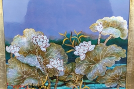 Lacquer painting with eggshell lotus 30*40 cm